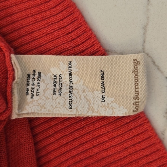 Soft Surroundings Embroidered Bird Charm Button Up Cardigan Pink Red Size Small - Picture 10 of 10